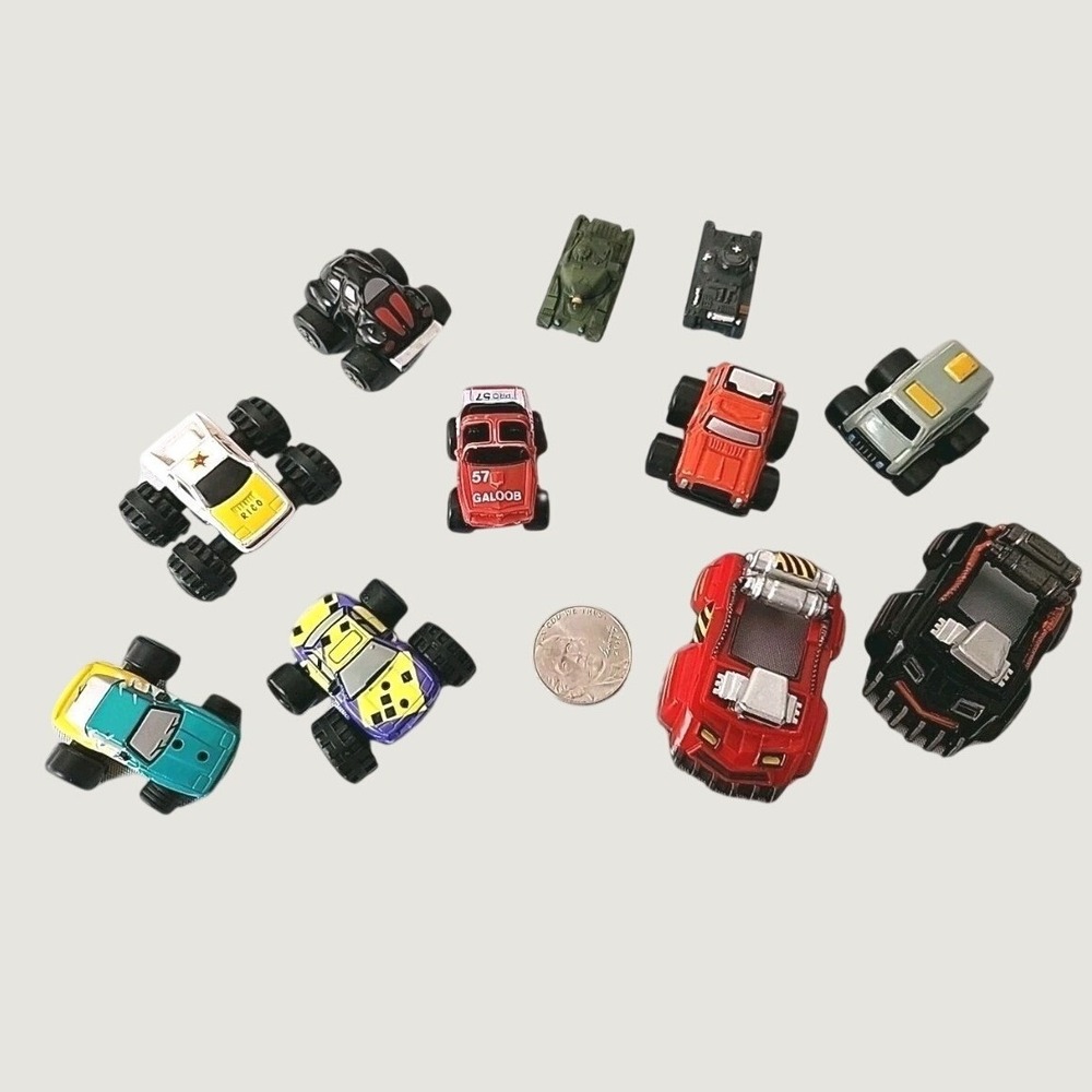 Lot 11 VTG Galoob Micro Machines Funrise Monster Trucks, Highway Warriors, Tanks